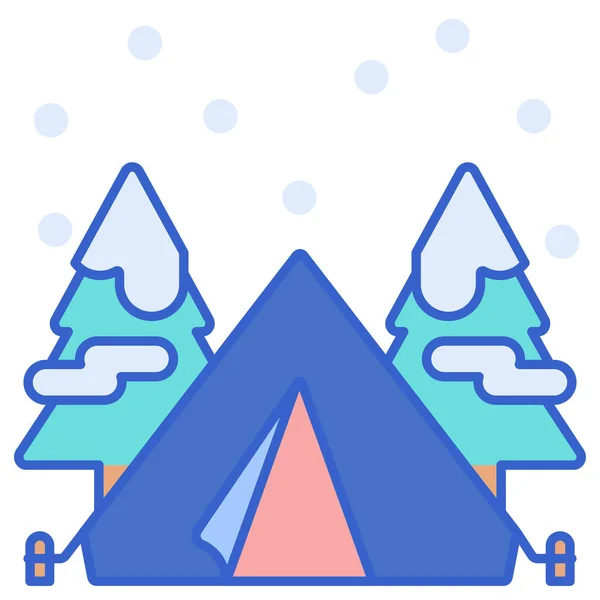 Camping Nature Neige Icône Dans Style Contour Rempli — Image vectorielle