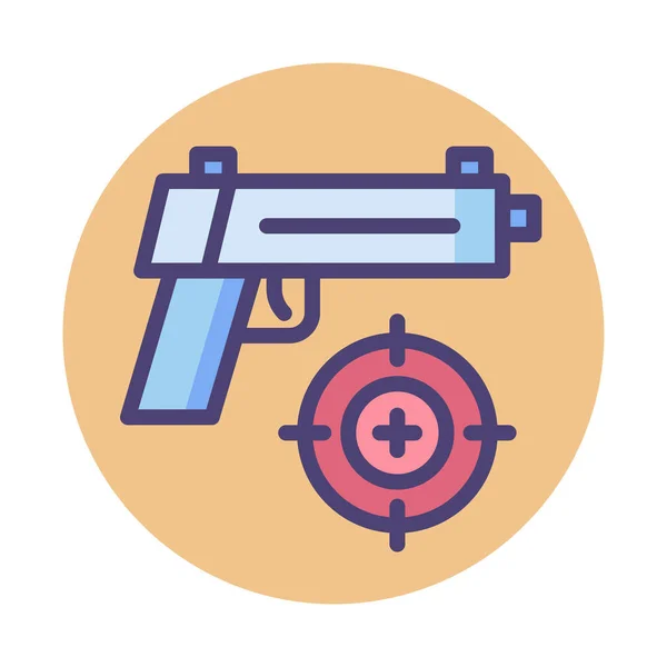 Ammo Game Handgun Icon Badge Style — Wektor stockowy