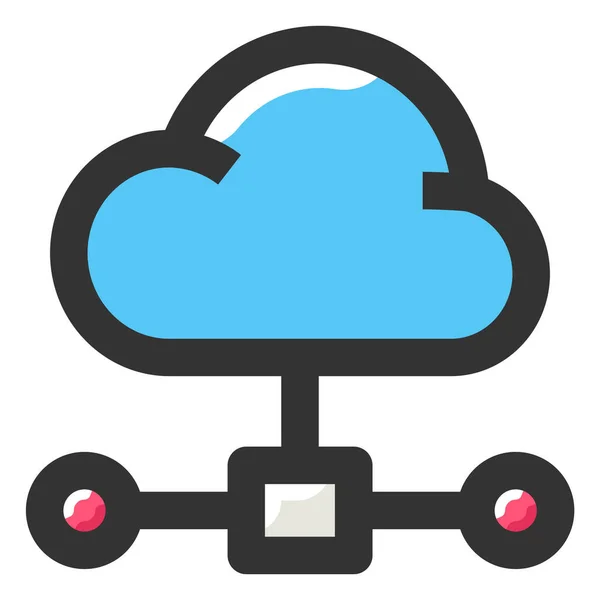 Cloud Netwerk Cloud Server Cloudopslag Icoon Een Gevulde Outline Stijl — Stockvector