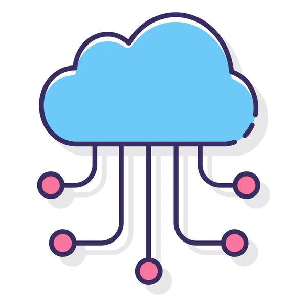 Icône Réseau Cloud Computing Dans Style Contour Rempli — Image vectorielle