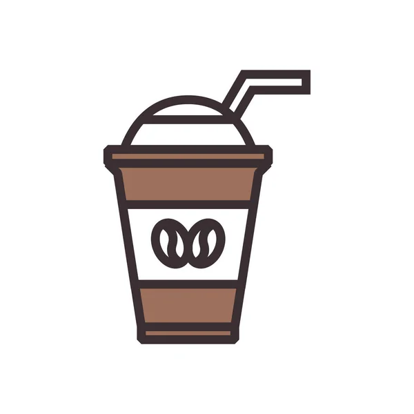 Kaffee Eisgetränk Ikone Abgefüllter Form — Stockvektor