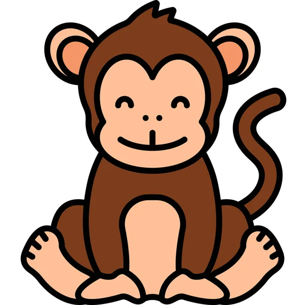 Animal Ape Monkey Icon Filled Outline Style — Stock vektor