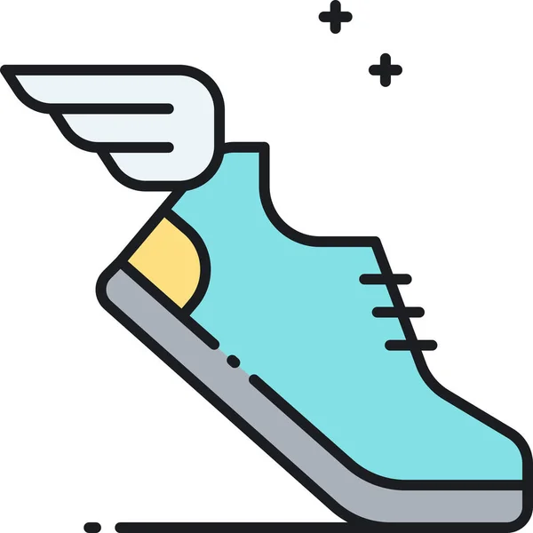 Footwear Shoes Sneakers Icon Filled Outline Style — Stock vektor