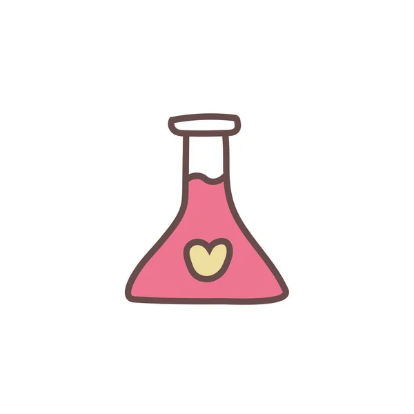 Química Amor Laboratorio Icono Estilo Contorno Lleno — Vector de stock