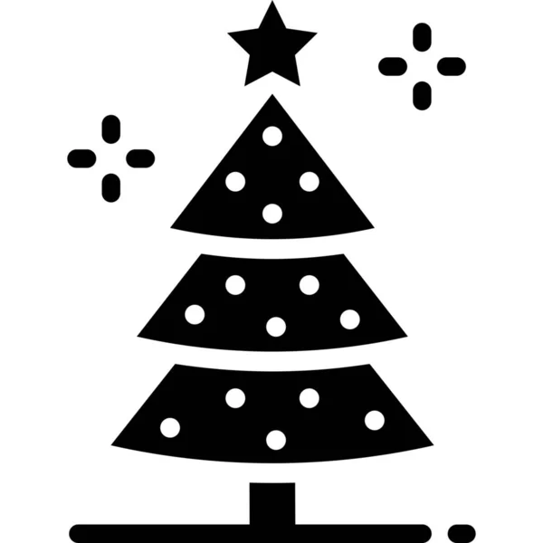 Firande Jul Träd Dekoration Ikon Fast Stil — Stock vektor