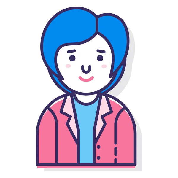 Avatar Bob Hair Character Icon Filled Outline Style — Stockvector