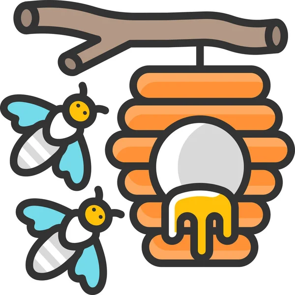 Бджола Бджола Вулик Значок Весняній Категорії — стоковий вектор