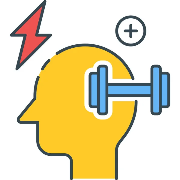 Icono Fitness Entrenamiento Cerebral Estilo Contorno Lleno — Vector de stock