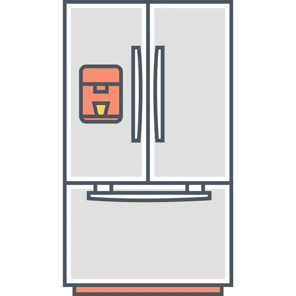 Koelkast Vriezer Koelkast Icoon Gevulde Outline Stijl — Stockvector