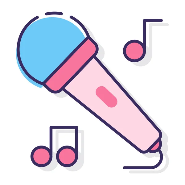 Icona Del Microfono Del Karaoke Stile Contorno Pieno — Vettoriale Stock