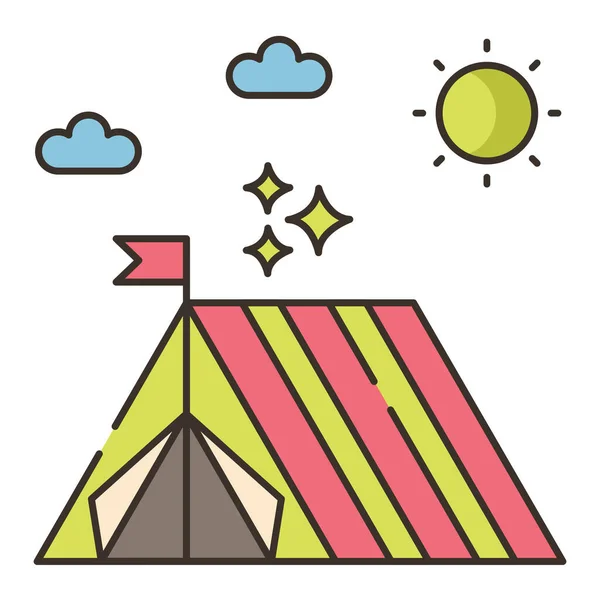 Camping Outdoor Tent Icon Filled Outline Style — Stock Vector