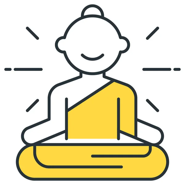 Buddhism Meditar Icono Meditación Estilo Contorno Lleno — Archivo Imágenes Vectoriales