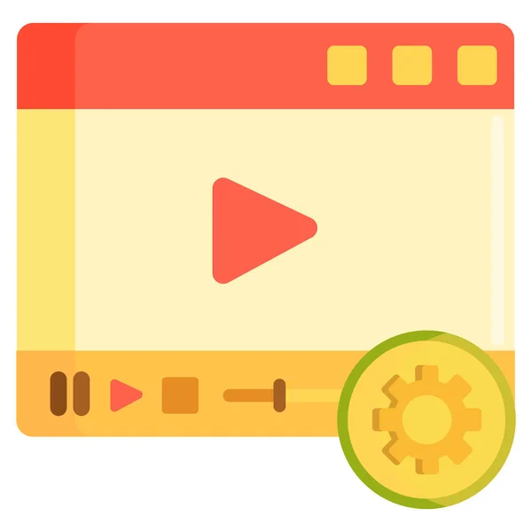 Media Media Player Video Ikone Flachen Stil — Stockvektor