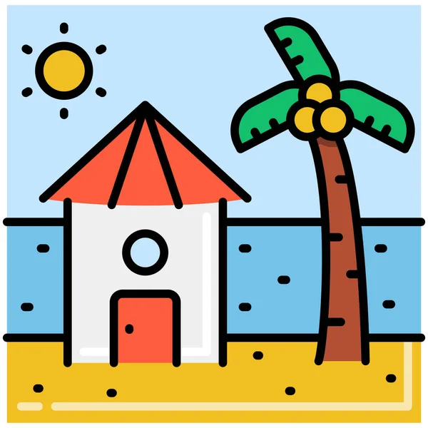 Beach Hut Private Icon Summer Category — Stock Vector