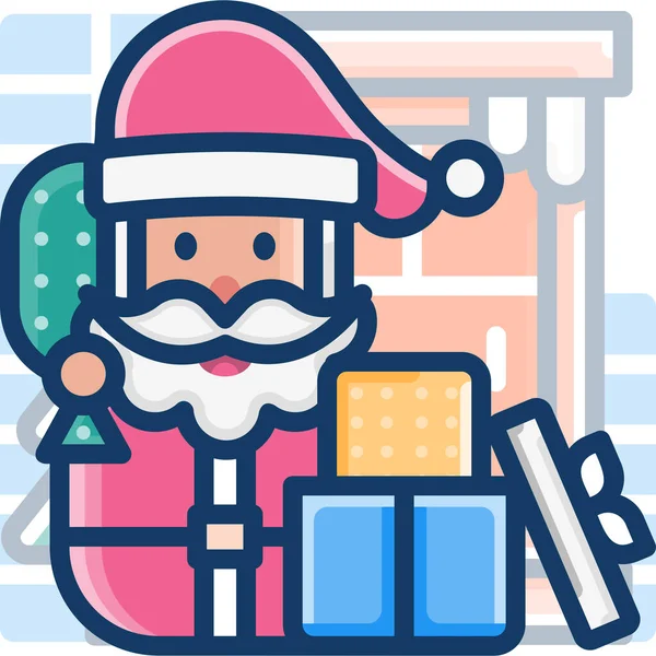 Christmas Santa Santa Claus Icon Filled Outline Style — Stock Vector