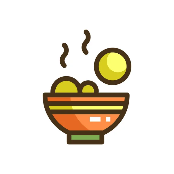 Albóndigas Pescado Albóndigas Icono Fideos Estilo Contorno Lleno — Vector de stock