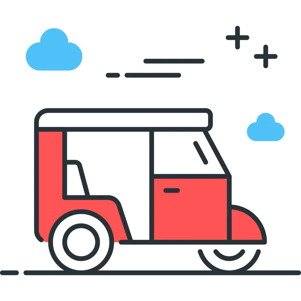Auto Rickshaw Bil Ikon Fylld Kontur Stil — Stock vektor