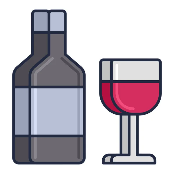 Alkoholos Üveg Ital Ikon Telt Vázlatos Stílusban — Stock Vector