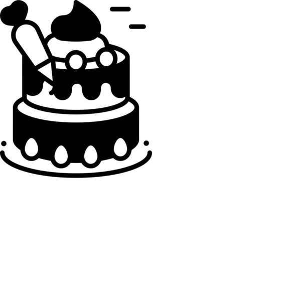 Panadería Pastel Cumpleaños Icono Torta — Vector de stock