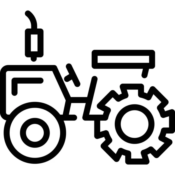 Tractor Tractor Agrícola Icono Transporte Estilo Esquema — Vector de stock