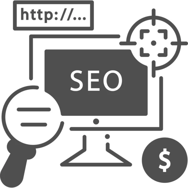 Icono Tecnología Seo Búsqueda Categoría Infraestructura — Vector de stock