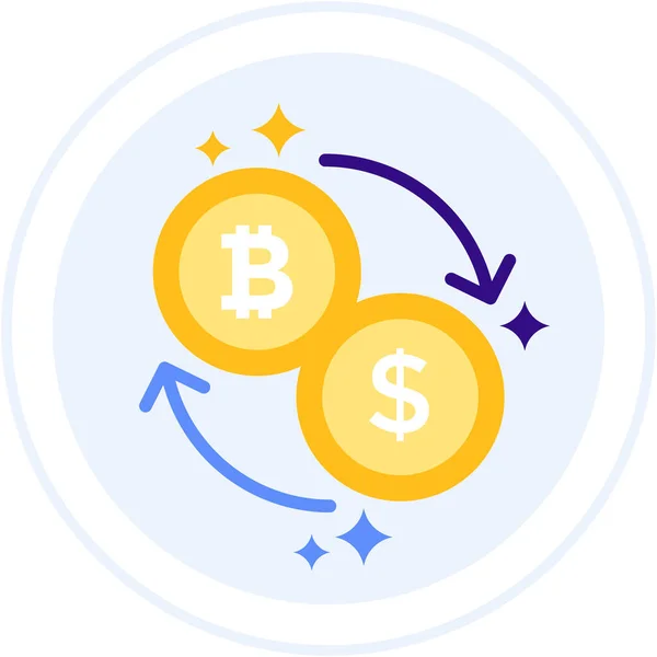 Bitcoin Dólar Icono Cambio Estilo Insignia — Vector de stock