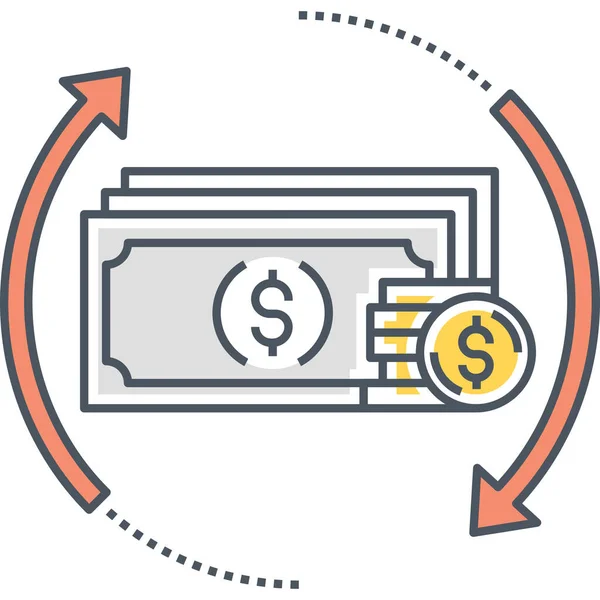 Ikona Cash Flow Cashflow Stylu Full Outline — Stockový vektor