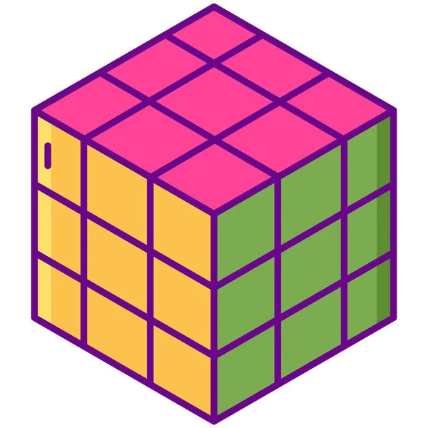 Kubus Rubik Icoon Gevulde Outline Stijl — Stockvector