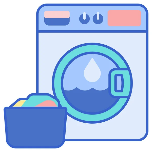 Máquina Lavar Roupa Ícone Estilo Esboço Preenchido —  Vetores de Stock