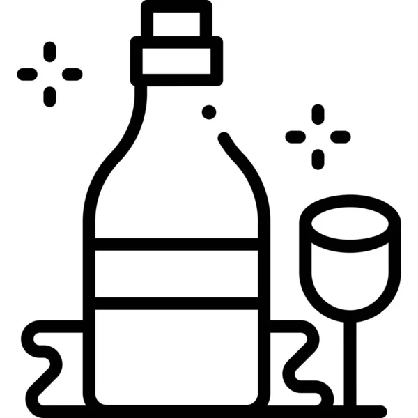 Copo Champanhe Álcool Brinda Ícone Estilo Esboço — Vetor de Stock