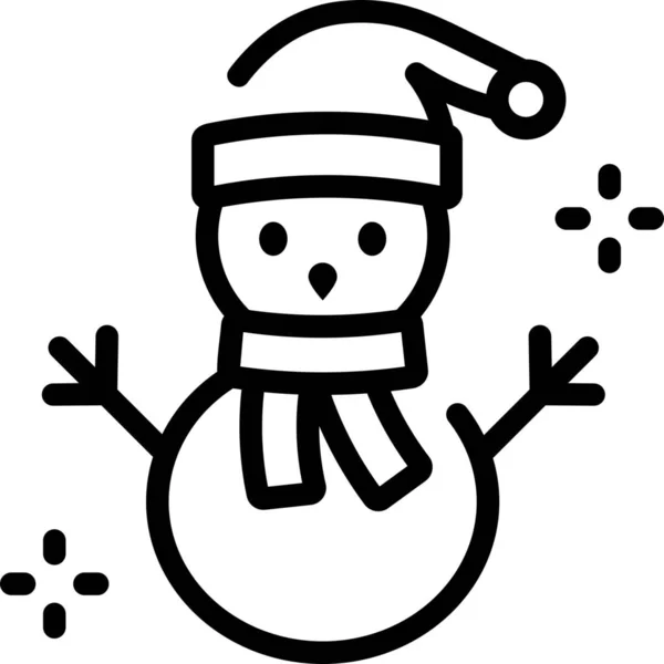 Icono Smowman Frío Navidad Estilo Esquema — Vector de stock