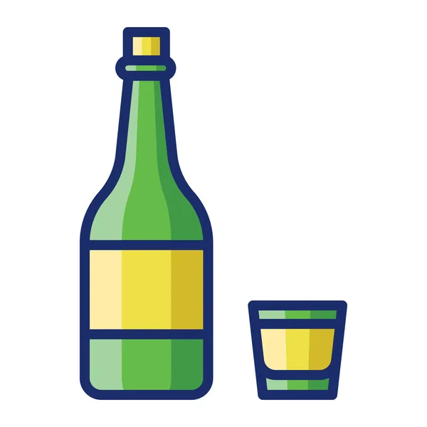 Икона Алкогольного Соджу Стиле Заполненного Контура — стоковый вектор