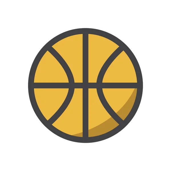 Ballon Basket Ball Icône Jeu Dans Style Contour Rempli — Image vectorielle