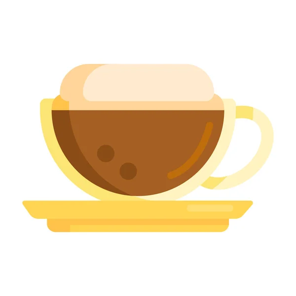 Capuchino Icono Espuma Café Estilo Plano — Archivo Imágenes Vectoriales