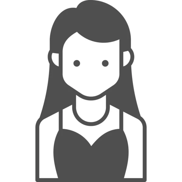 Mujer Avatar Icono Gente Estilo Semi Sólido — Vector de stock