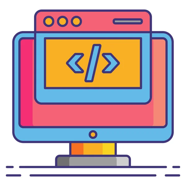Code Coding Header Icon Filled Outline Style — Wektor stockowy