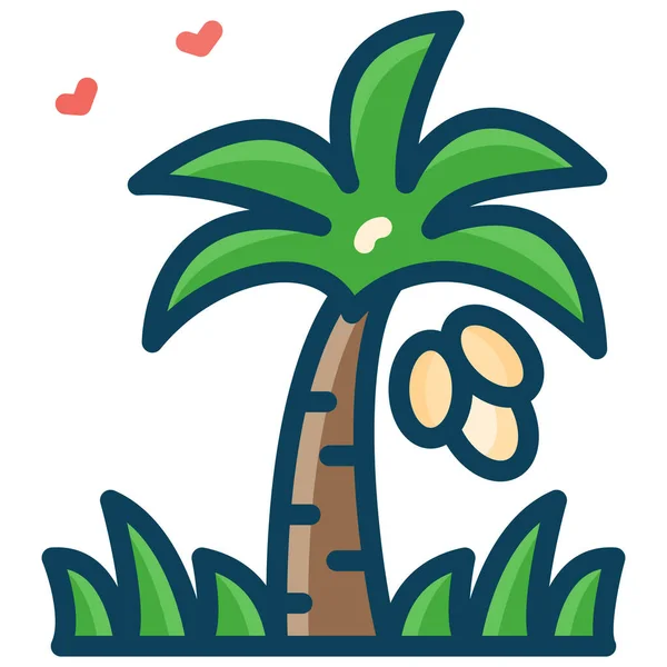 Coconut Tree Nature Palm Tree Icon Filled Outline Style — Stock Vector