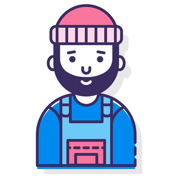 Avatar Beanie Barba Icono Estilo Contorno Lleno — Archivo Imágenes Vectoriales