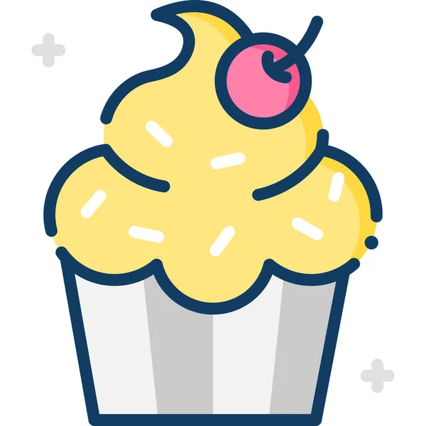 Cupcake Dessert Muffin Symbol — Stockvektor