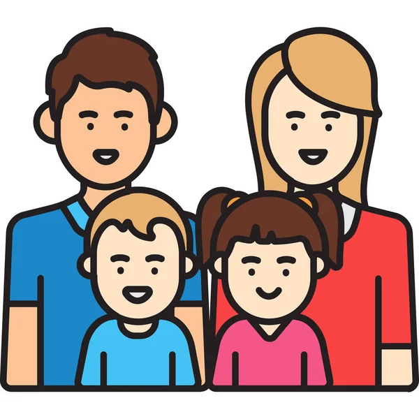 Niño Familia Padre Icono Estilo Contorno Lleno — Vector de stock