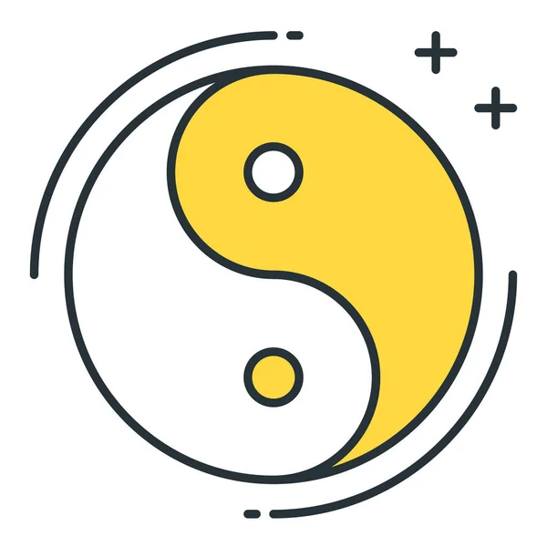 Yin Yang Equilibrio Icono China Estilo Contorno Lleno — Archivo Imágenes Vectoriales
