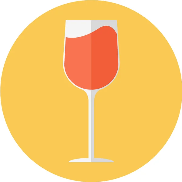 Cam Şarap Ikonu Düz Stil — Stok Vektör