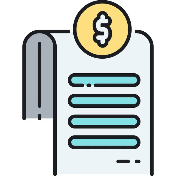 Bill Invoice Tax Icon Filled Outline Style — Stok Vektör