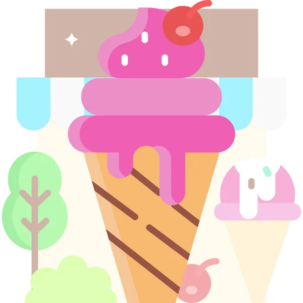 Tatlı Yiyecek Dondurma Ikonu — Stok Vektör