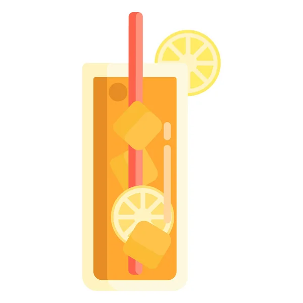 Drink Ice Lemon Tea Lemon Icon Flat Style — Stock Vector