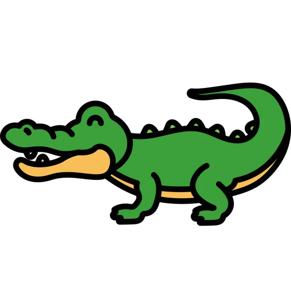 Aligator Dier Krokodil Pictogram Gevulde Outline Stijl — Stockvector