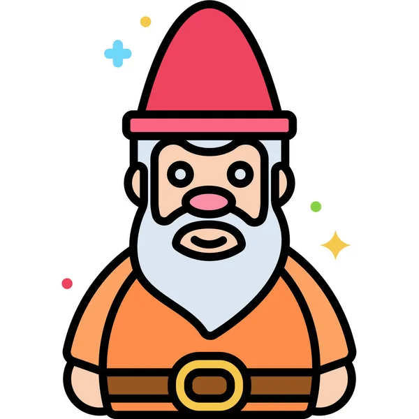 Gnome Kleine Mensen Bovennatuurlijk Icoon — Stockvector