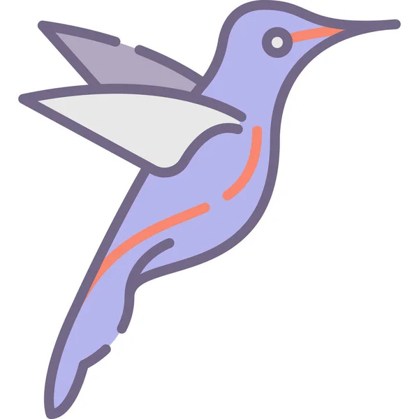 Vogel Kolibri Konturensymbol Konturenstil — Stockvektor
