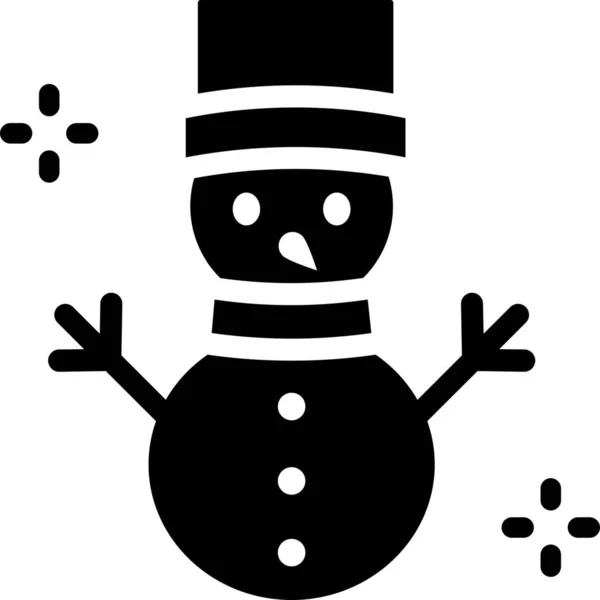 Icône Hiver Bonhomme Neige Froid Style Solide — Image vectorielle