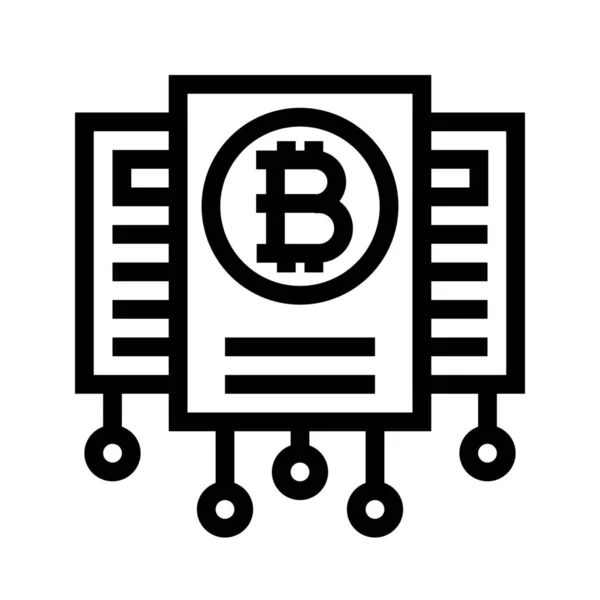 Whitepaper Bitcoin Icono Contrato Estilo Esquema — Vector de stock